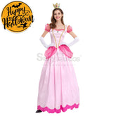 【In Stock】Anime Movie The Super Mario Bros. Cosplay Princess Peach Dress Up Pink Costume Costumes